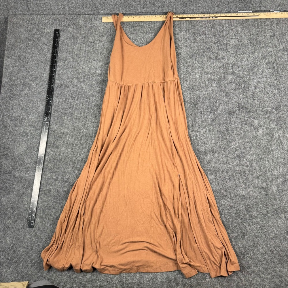 A New Day Maxi Dress Womens Size Medium Brown Rayon Sleeveless Side Slit Casual